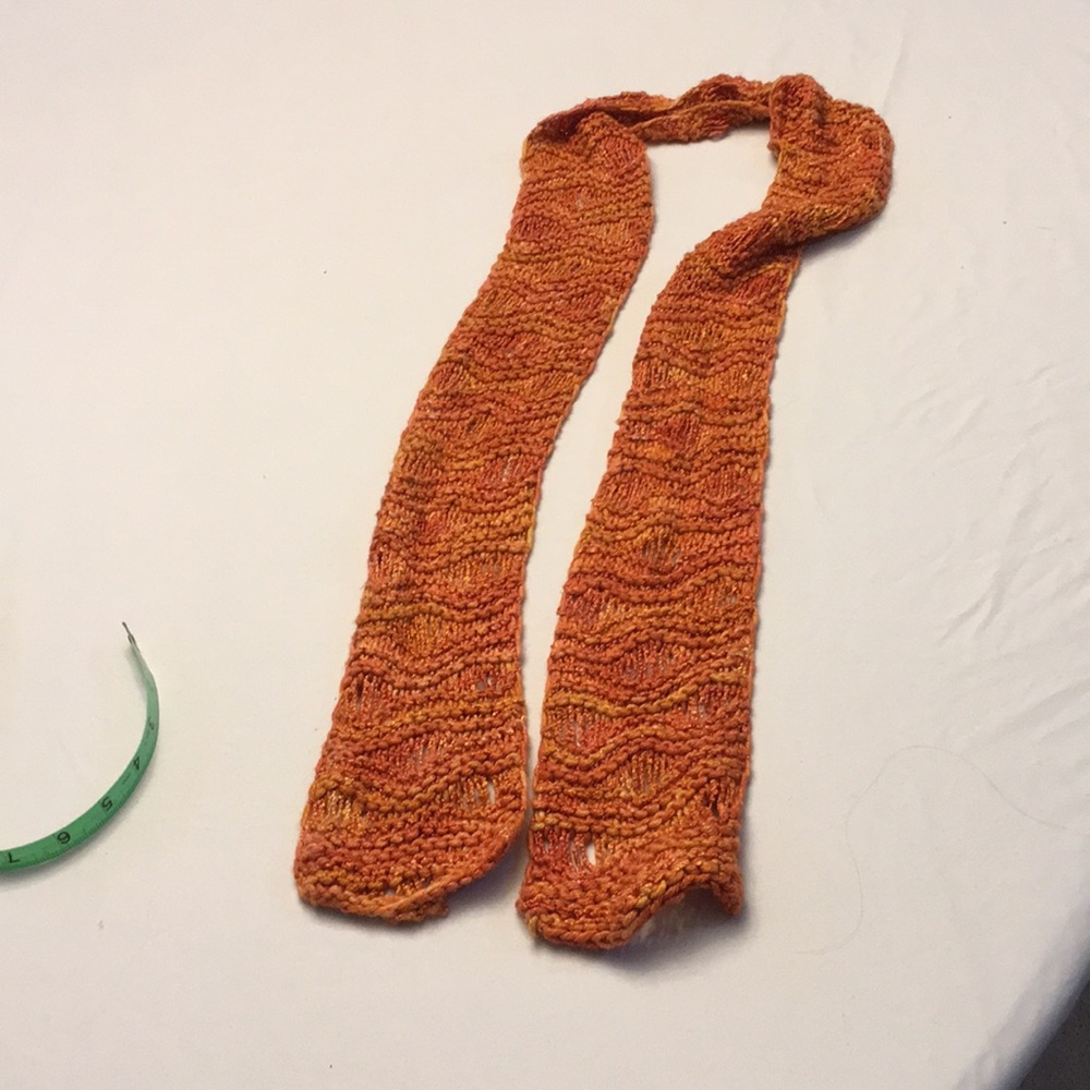Orange hand knit scarf